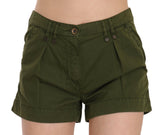 PLEIN SUD Green Mid Waist 100% Cotton Mini Shorts -   -  PLEIN SUD.